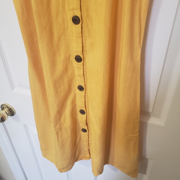 New Look Yellow Linen Midi Dress Size Small - Picture 3 of 6